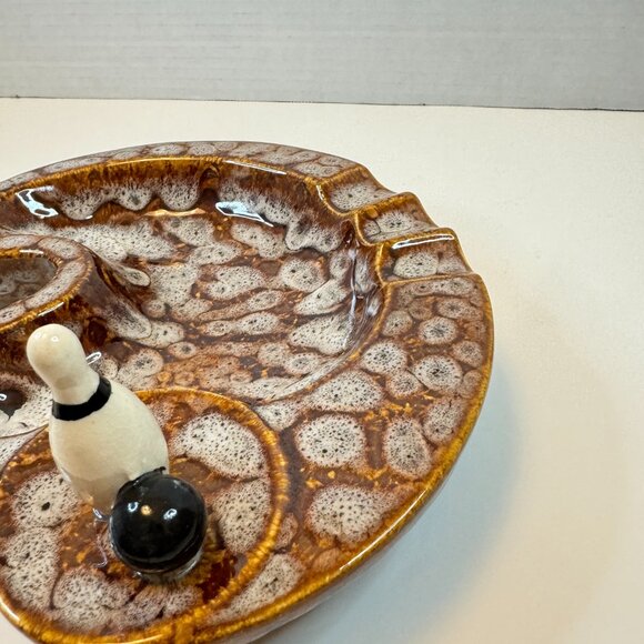 Vintage Ceramic Bowling Ashtray ELBRO JAPAN 989 Glazed Pin Ball Collectible - Picture 6 of 7